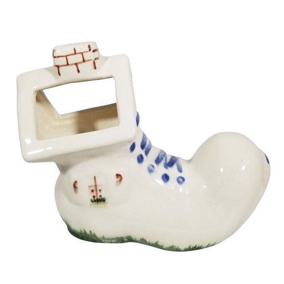 Vintage Shoe Planter Hand Painted Old Woman in a Shoe Nursery Rhyme Theme - Picture 2 of 15